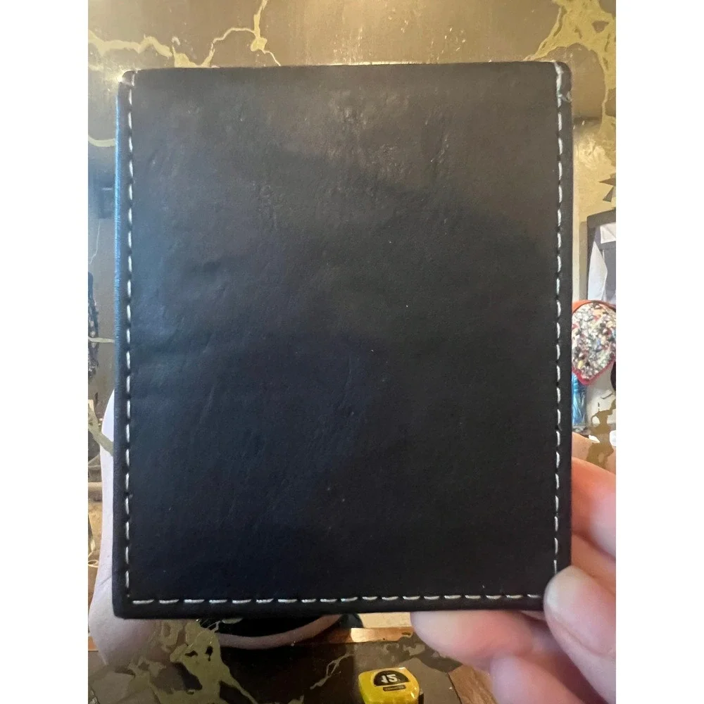 Vintage Leather Horse Horseshoe Embroidered Black Bifold Wallet Western Cowboy